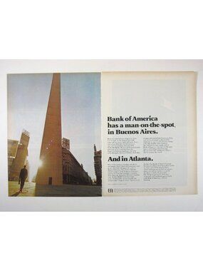 Print Ad Bank Of America Man On The-Spot Buenos Aires Atlanta 2 PG Vintage 1970